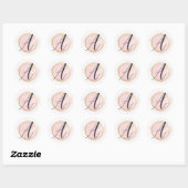 Sticker Rond Monogramme Lettre A Rose Blush Aquarelle Or Chic (Feuille)