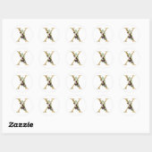 Sticker Rond Monogramme lettre dorée fleurs boho bordeaux Cla (Feuille)