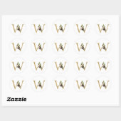 Sticker Rond Monogramme lettre dorée fleurs bordeaux boho Cla (Feuille)