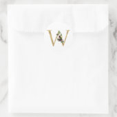 Sticker Rond Monogramme lettre dorée fleurs bordeaux boho Cla (Sac)