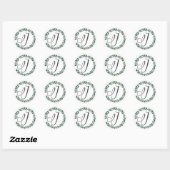 Sticker Rond Monogramme lettre J Couronne de feuilles botanique (Feuille)