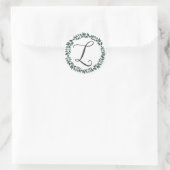 Sticker Rond Monogramme Lettre L Couronne De Feuilles Botanique (Sac)