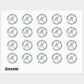 Sticker Rond Monogramme Lettre M Couronne de Feuilles Botanique (Feuille)