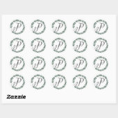 Sticker Rond Monogramme Lettre P Couronne de Feuilles Botanique (Feuille)