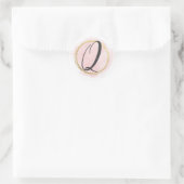 Sticker Rond Monogramme lettre Q rose blush aquarelle or chic (Sac)
