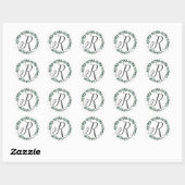 Sticker Rond Monogramme Lettre R Couronne de Feuilles Botanique (Feuille)