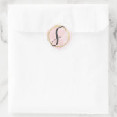 Sticker Rond Monogramme lettre S rose blush aquarelle or chic (Sac)