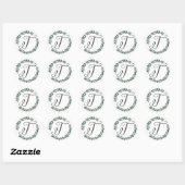 Sticker Rond Monogramme lettre T Couronne de feuilles botanique (Feuille)