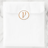 Sticker Rond Monogramme Lettre V Aspect bois (Sac)