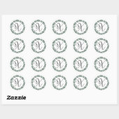 Sticker Rond Monogramme Lettre X Couronne De Feuilles Botanique (Feuille)