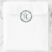 Sticker Rond Monogramme Lettre X Couronne De Feuilles Botanique (Sac)