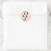 Sticker Rond Monogramme lettre Y rose blush aquarelle or chic (Sac)