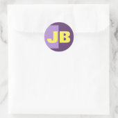 Sticker Rond Monogramme Lettres initiales Indigo Yellow Minimal (Sac)