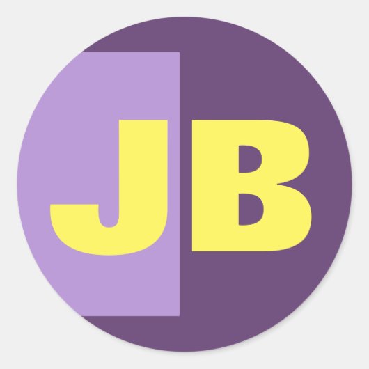 Sticker Rond Monogramme Lettres initiales Indigo Yellow Minimal (Devant)