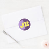 Sticker Rond Monogramme Lettres initiales Indigo Yellow Minimal (Enveloppe)