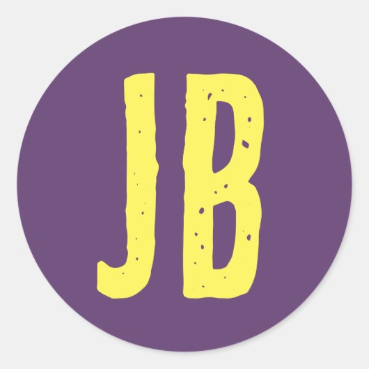 Sticker Rond Monogramme Lettres initiales Indigo Yellow Minimal (Devant)