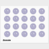 Sticker Rond Monogramme Lilac Damask (Feuille)