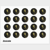 Sticker Rond Monogramme Lion Royal Doré (Feuille)