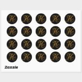 Sticker Rond monogramme Liquide Gold H (Feuille)
