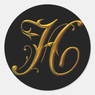 Sticker Rond monogramme Liquide Gold H