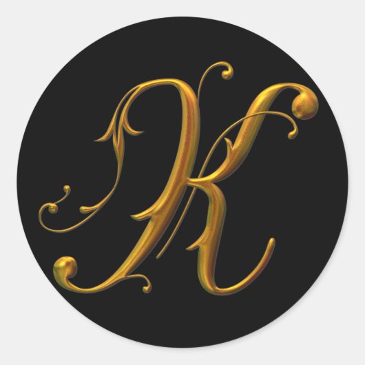 Sticker Rond monogramme Liquide Gold K (Devant)