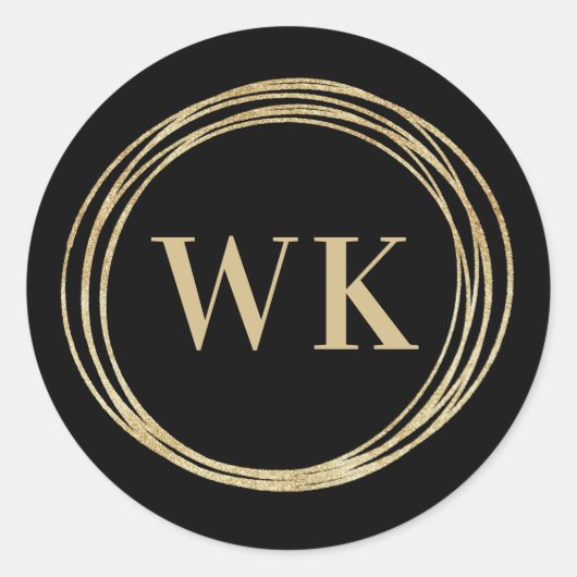 Sticker Rond Monogramme Logo Black Gold Business (Devant)