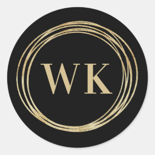 Sticker Rond Monogramme Logo Black Gold Business