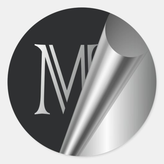 Sticker Rond Monogramme "M" en acier (Devant)
