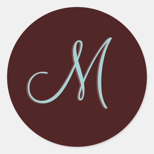 Sticker Rond Monogramme M Faire-part de mariage Chocolat Phoque (Devant)