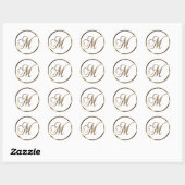 Sticker Rond Monogramme M Faux Bronze (Feuille)