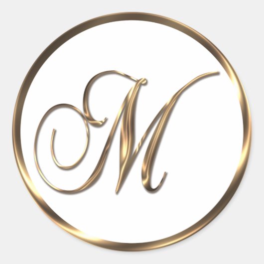 Sticker Rond Monogramme M Faux Bronze (Devant)