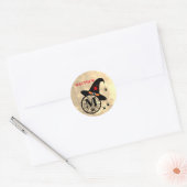 Sticker Rond Monogramme M Halloween Sky Witch Nom des araignées (Enveloppe)