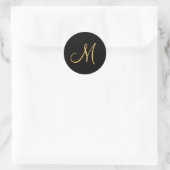 Sticker Rond Monogramme, M initial de couleur or sur le noir, (Sac)