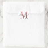 Sticker Rond Monogramme M Mariage Doré Rose Classique M (Sac)