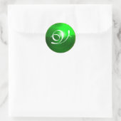 Sticker Rond MONOGRAMME MAGIQUE EMERALD vert vif (Sac)