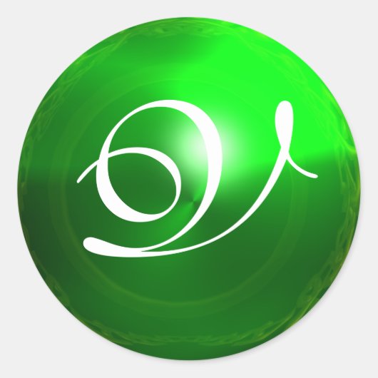 Sticker Rond MONOGRAMME MAGIQUE EMERALD vert vif (Devant)