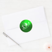 Sticker Rond MONOGRAMME MAGIQUE EMERALD vert vif (Enveloppe)