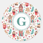 Sticker Rond Monogramme Maisons & Sweets Motif 1,5po (Devant)
