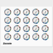 Sticker Rond Monogramme marbré Abstrait clair et coloré (Feuille)