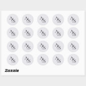 Sticker Rond Monogramme, Mariage (Feuille)