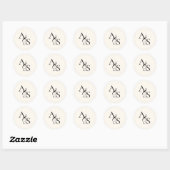 Sticker Rond Monogramme, Mariage (Feuille)