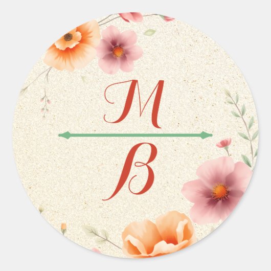Sticker Rond Monogramme | Mariage automne (Devant)
