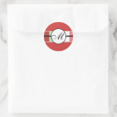 Sticker Rond Monogramme Mariage Bleu Damas (Sac)
