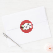 Sticker Rond Monogramme Mariage Bleu Damas (Enveloppe)