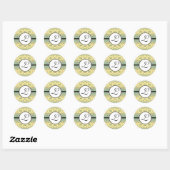 Sticker Rond Monogramme Mariage Brite Aqua Bleu Frontières (Feuille)