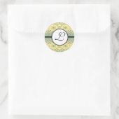Sticker Rond Monogramme Mariage Brite Aqua Bleu Frontières (Sac)