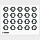 Sticker Rond Monogramme Mariage Brite Aqua Bleu Frontières (Feuille)
