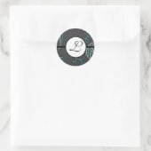 Sticker Rond Monogramme Mariage Brite Aqua Bleu Frontières (Sac)