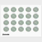 Sticker Rond Monogramme Mariage classique de Norwich (Feuille)