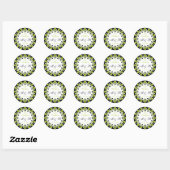 Sticker Rond Monogramme mariage - Coeurs verts feuille (Feuille)